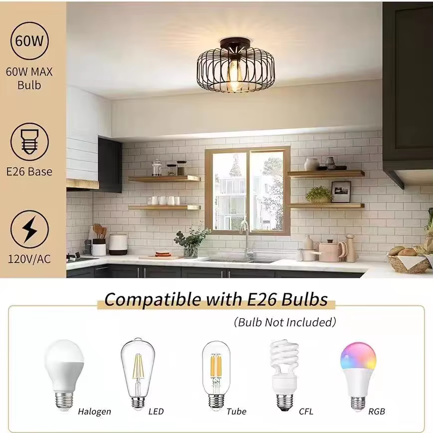 Plafonnier d'intérieur en cage à oiseaux Simple, luminaire décoratif de plafond, idéal pour une chambre à coucher, un salon, un couloir ou un Restaurant, 110V-220v