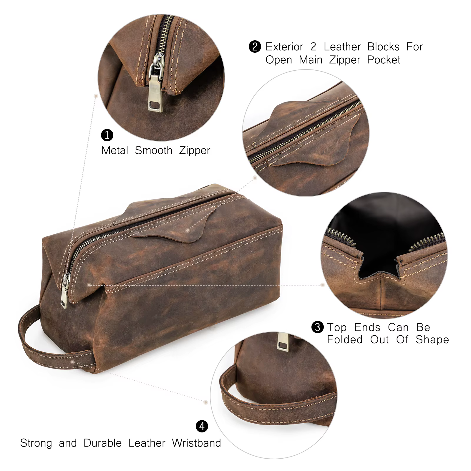 Trousse de toilette en cuir véritable pour hommes et femmes, sac à cosmétiques, trousse de toilette de voyage, sacs de rangement, sac à main pour kit de maquillage, homme