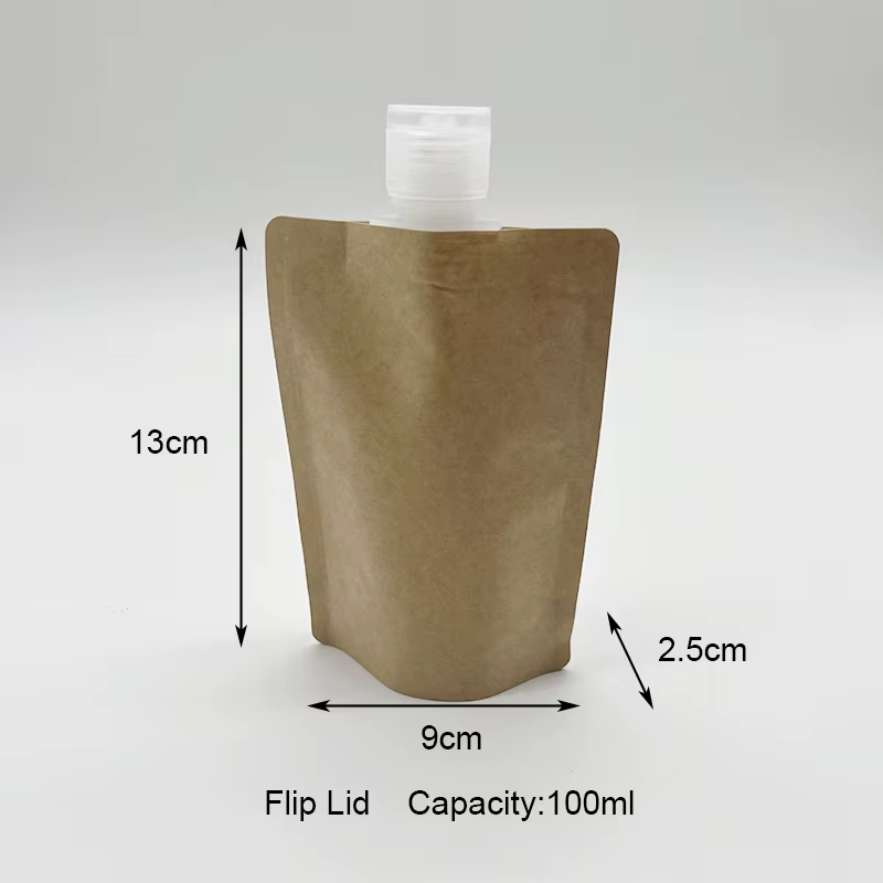 Pochette à bec en papier Kraft 50ml 100ml, 50 pièces, pour boissons liquides, sac d'emballage jetable, Sachet d'échantillon de maquillage cosmétique