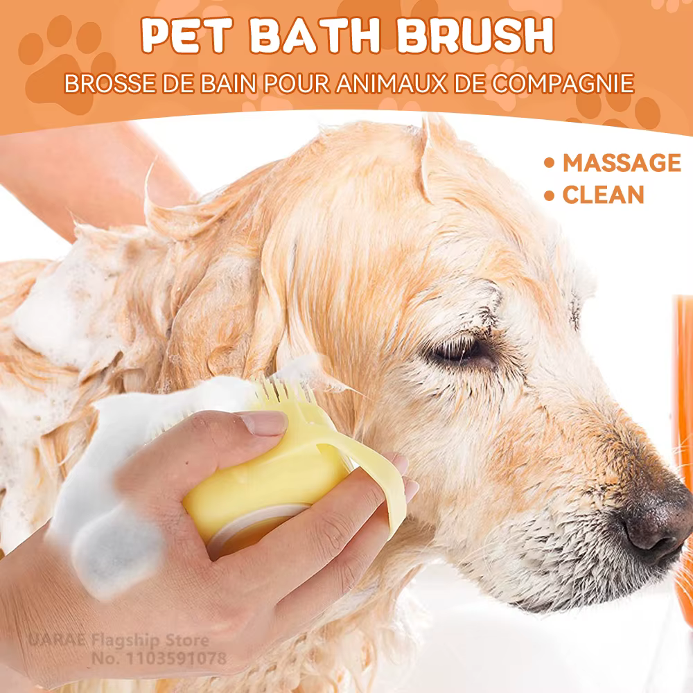 Brosse de bain en silicone souple pour animaux de compagnie