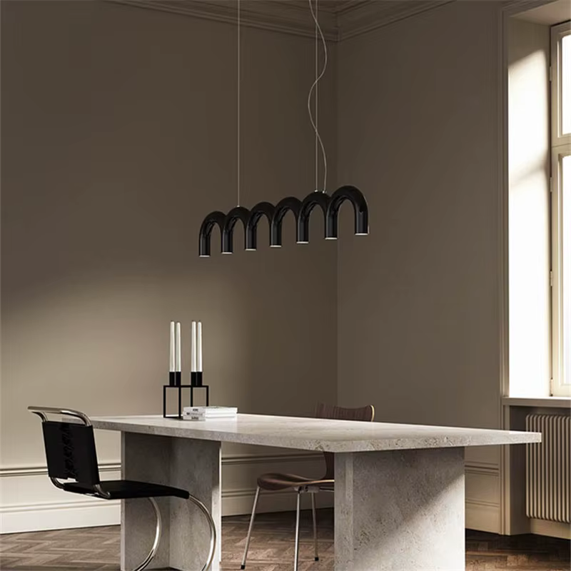 Lampe à suspension en forme de U oblure suédoise, tube en métal long, lampe de salle à manger, salon, chambre à coucher, étude, designer, art déco