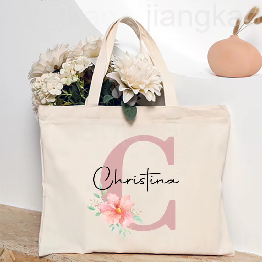 Sac fourre-tout personnalisé avec nom pour femmes, sacs à bandoulière en toile, sac de Shopping monogramme, sacs à main, cadeaux d'anniversaire et de mariage pour elle