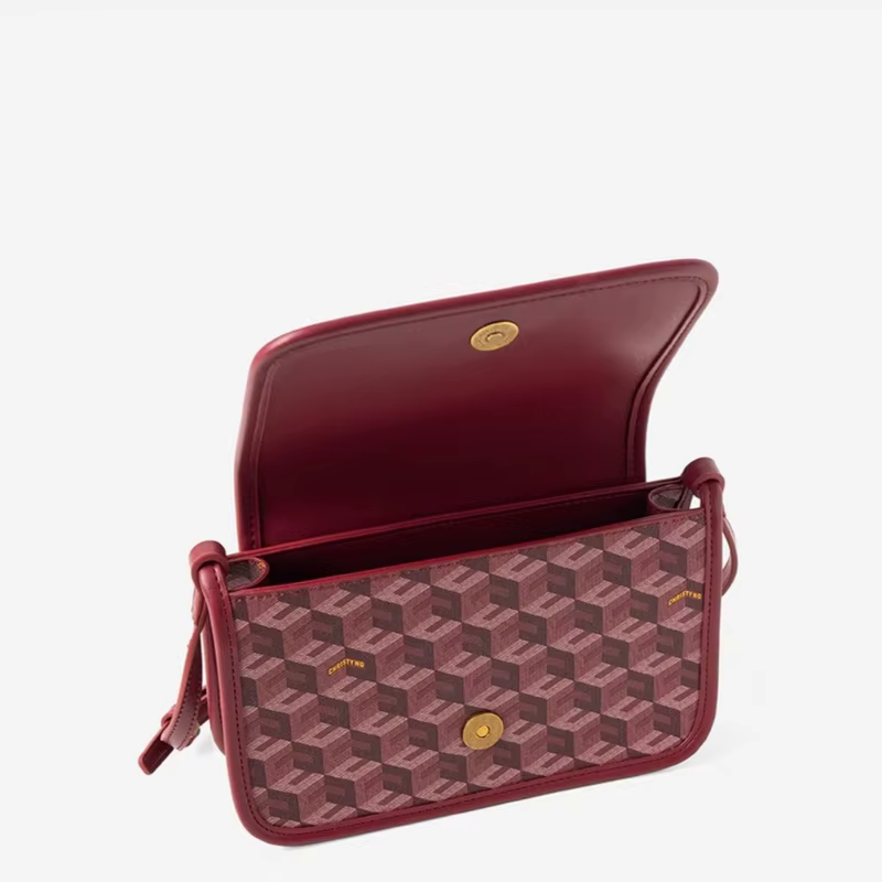 Sac messager de luxe à monogramme pour femme, imprimé géométrique, sac bandoulière en toile enduite 3D Cube, sac à bandoulière classique polyvalent et élégant