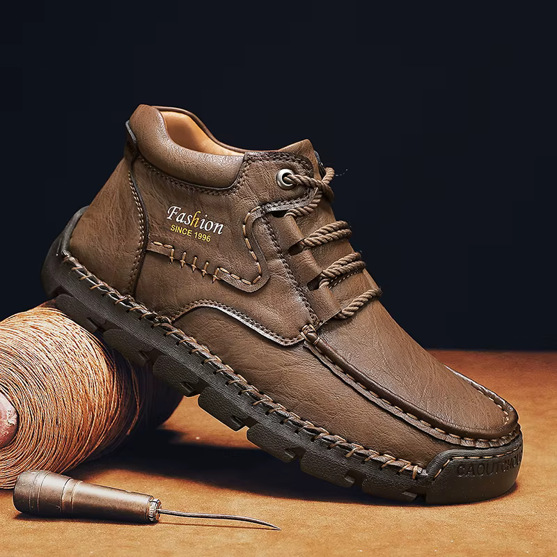 Chaussures de travail décontractées à semelle épaisse cousues à la main pour l'automne et l'hiver