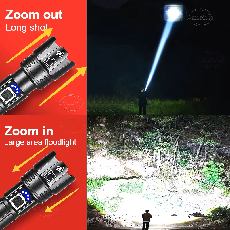 Lampe de poche LED la plus puissante torche Rechargeable allumant la lanterne tactique 3000M