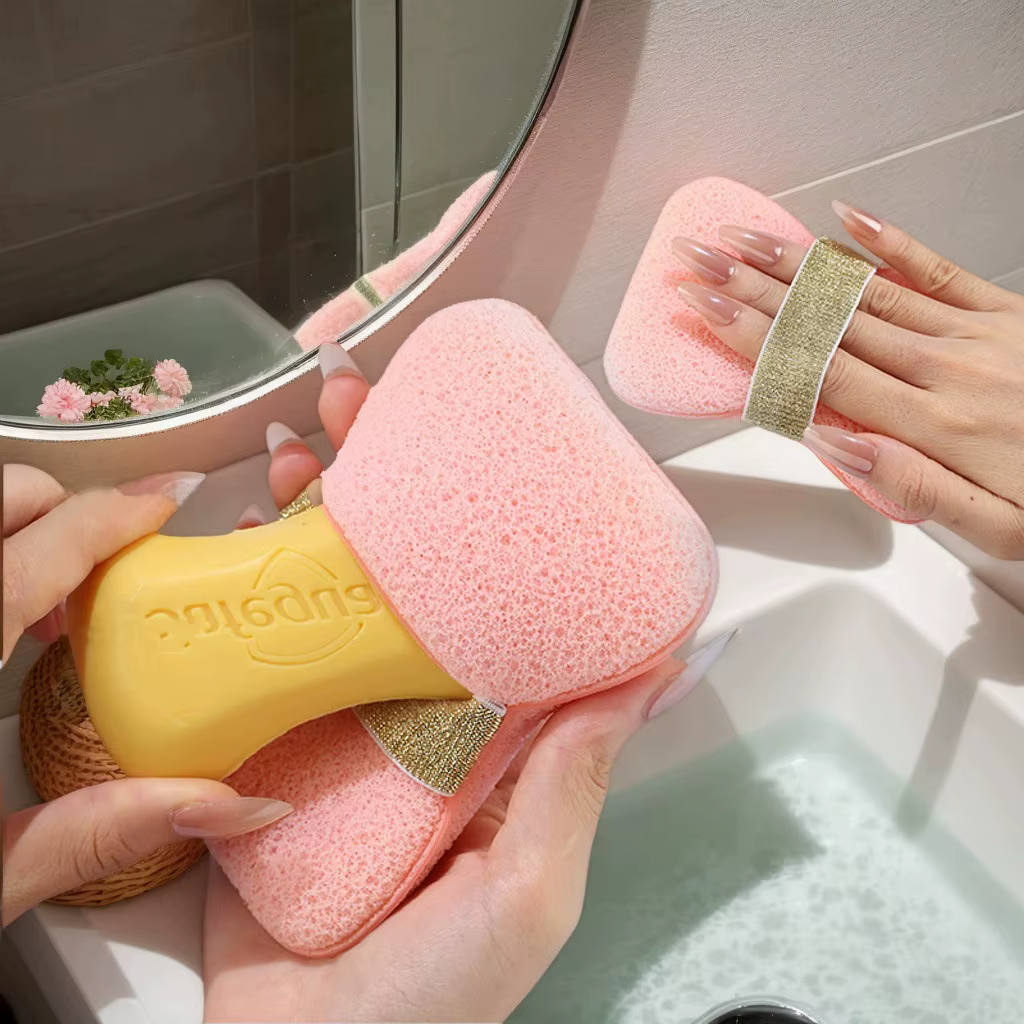 Sac économiseur de savon en barre avec une rugosité différente, sac à savon exfoliant, pochette à savon pour le lavage du corps