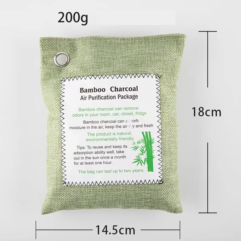 Sac de charbon de bambou naturel activé pour la maison, 200g, pour la déshumidification, la stérilisation et la désodorisation de l'air de voiture, 1 pièce