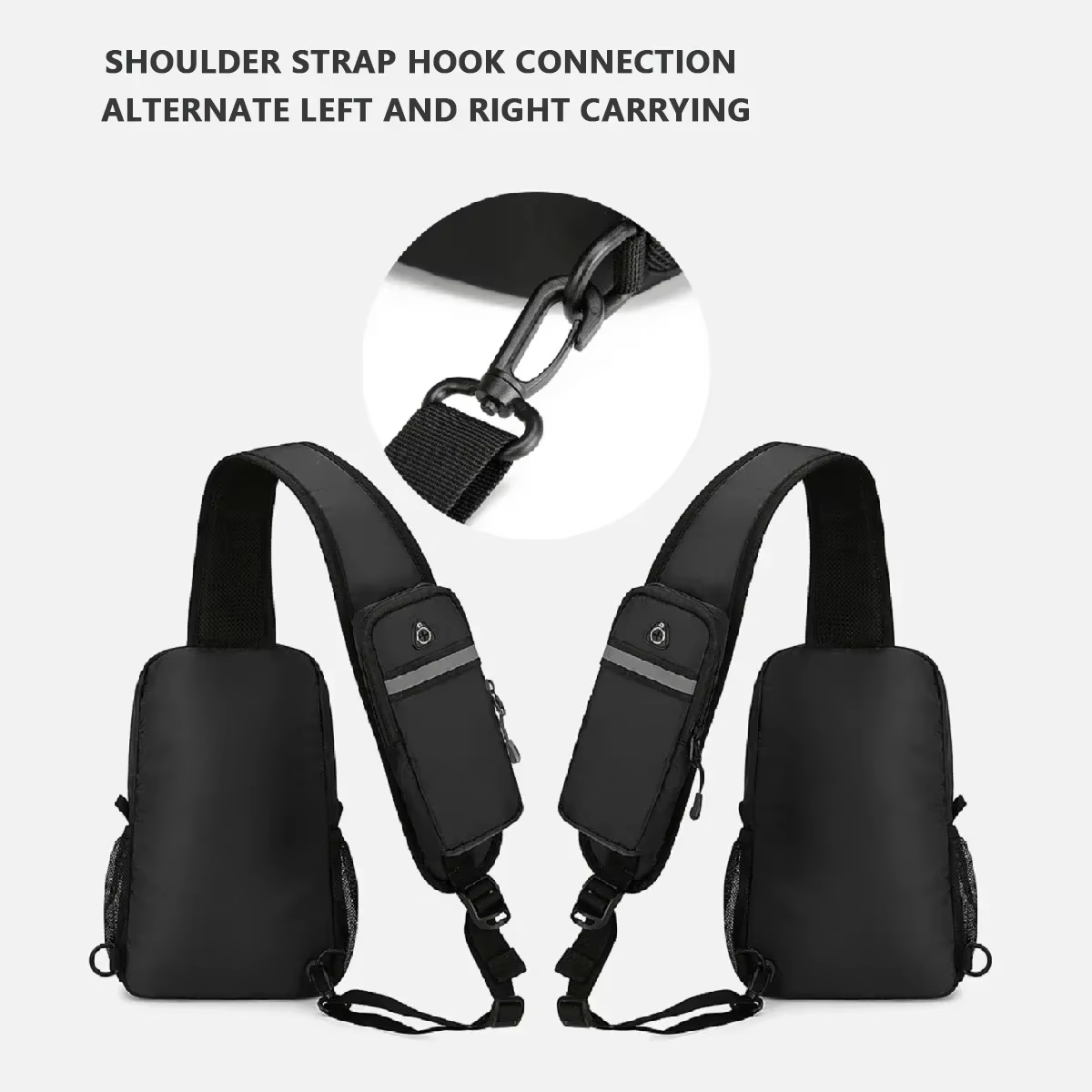 Sac de poitrine de sport et de loisirs à la mode, matériau en nylon imperméable, sac de rangement pour téléphone, multifonctionnel et multicouche