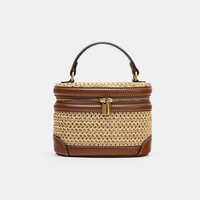Sac à main en paille tendance pour femme, sac fourre-tout en paille PP tressé de créateur, petit sac à bandoulière décontracté vintage pour l'été et la plage 2026