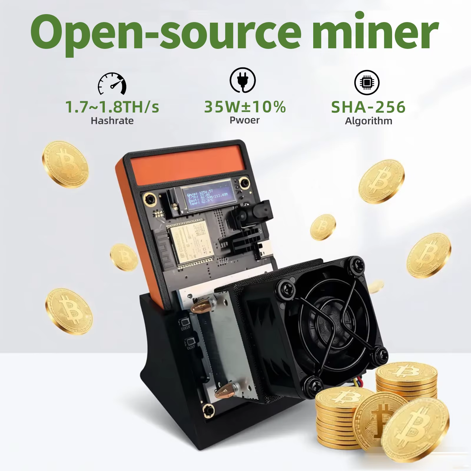 Version améliorée Gamma 601/602 1.8TH/s SHA256 Minuteur Bitcoin pour le minage domestique, Machine de minage de cryptomonnaies ASIC, Minuteur de loterie SOLO