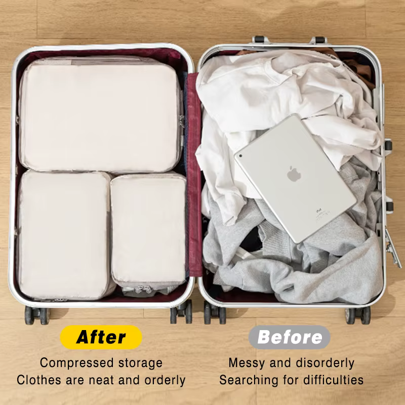 Ensemble/4 pièces Portable voyage Compression emballage Cubes sac étanche organisateur sacs valise vêtements