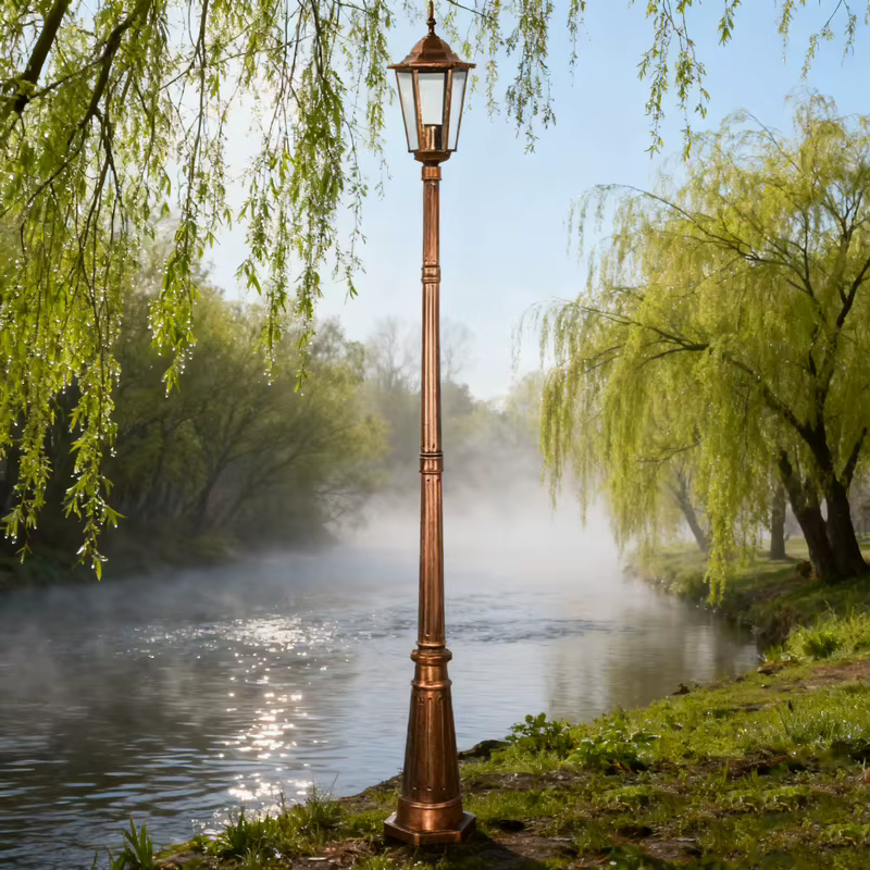 Lampadaire de jardin rétro de style européen, résistant à la rouille, pour villa et jardin, extérieur, étanche, à tête unique, ≈260CM