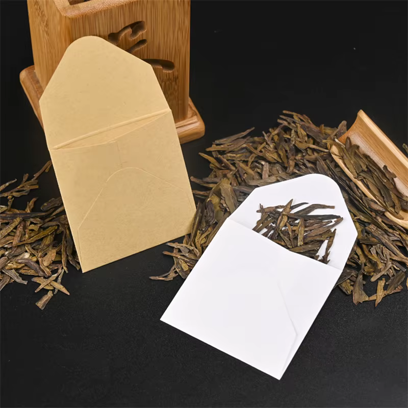 Sachet de thé en papier Kraft blanc, petit sac d'emballage de stockage de thé, sac d'emballage de thé scellé en papier Kraft, 1000 pièces/lot