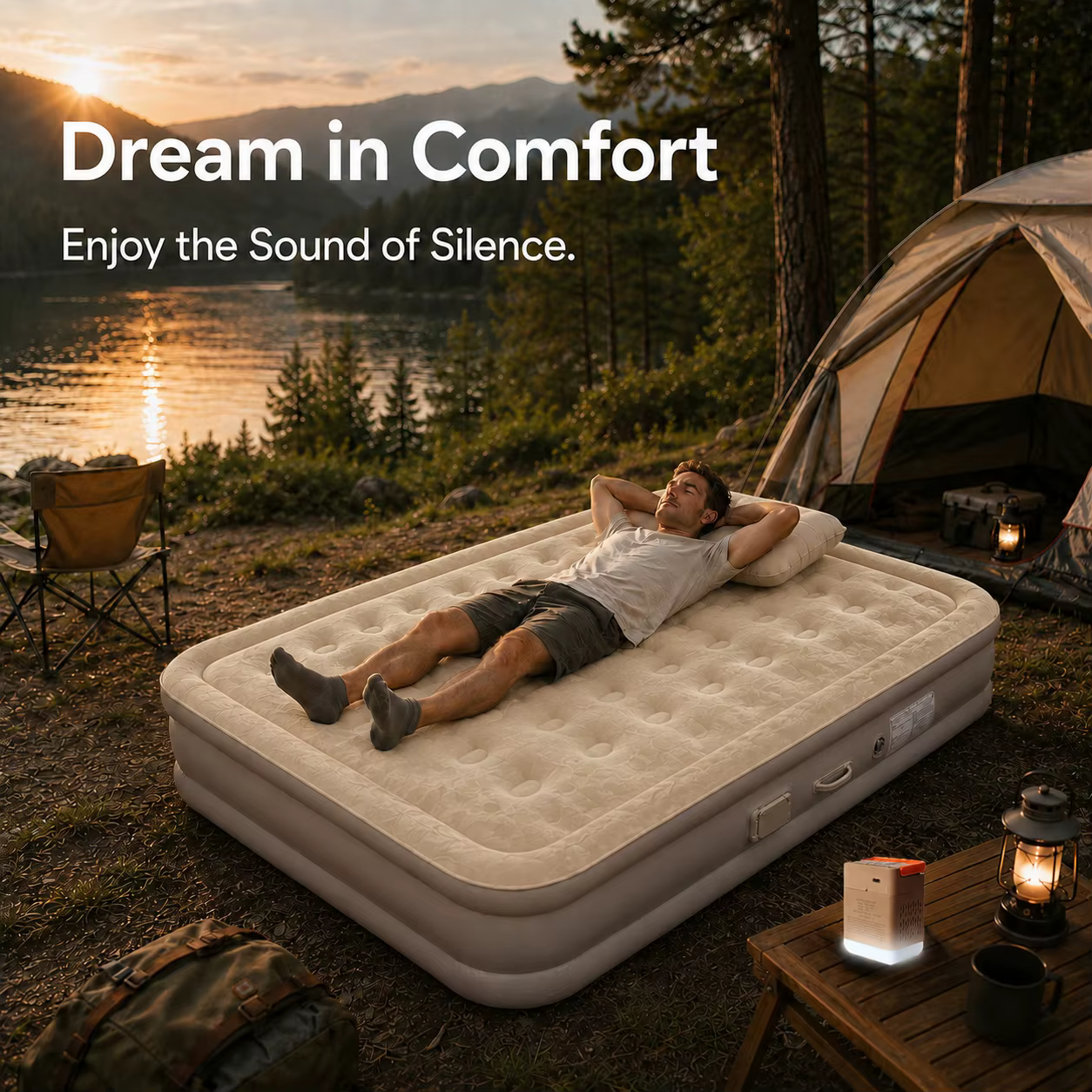 Matelas pneumatique gonflable Queen 16i "avec pompe intégrée