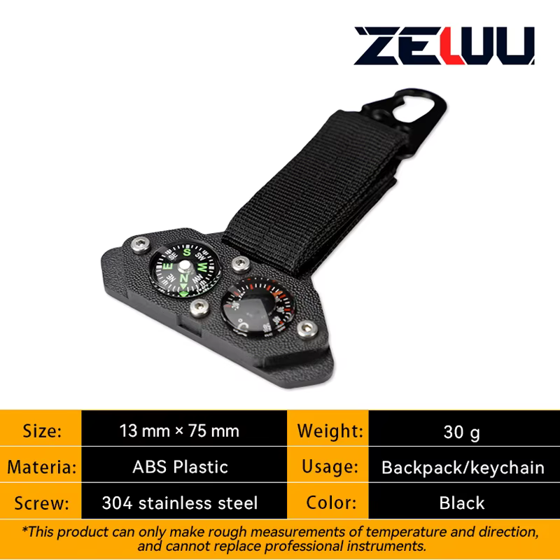 Boussole thermomètre pendentif fonctionnel breloque porte-clés sac à dos accessoires EDC tactique voyage en plein air Camping outils
