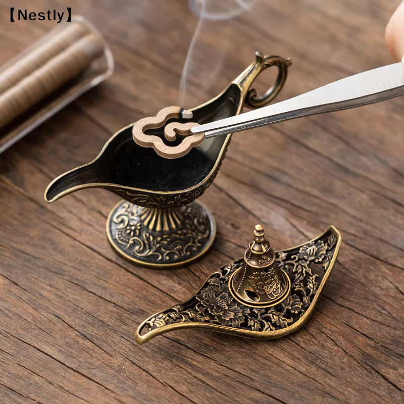 Brûleur d'encens en métal de style antique, porte-bougie parfumé ou non parfumé, décoration d'intérieur, cadeau, brûleur d'encens arabe〔Nest〕