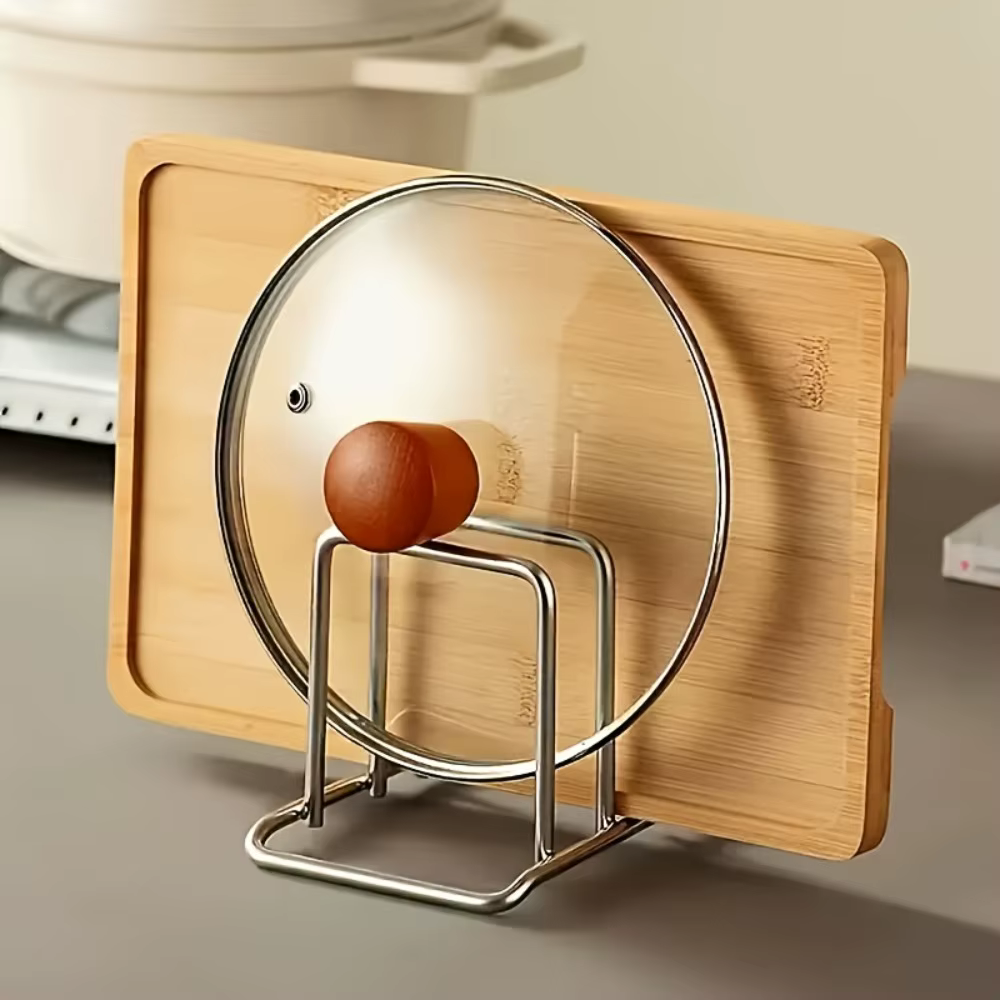 Support de rangement de cuisine en acier inoxydable pour couvercles de casseroles et planches à découper – Rangement peu encombrant et antirouille pour accessoires de cuisine