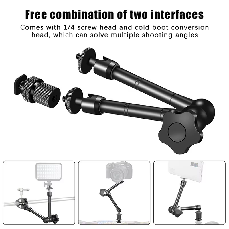 Bras magique articulé à Friction réglable de 11 pouces + pince pour caméra, moniteur LCD, lampe de poche LED, accessoires de caméra de Studio