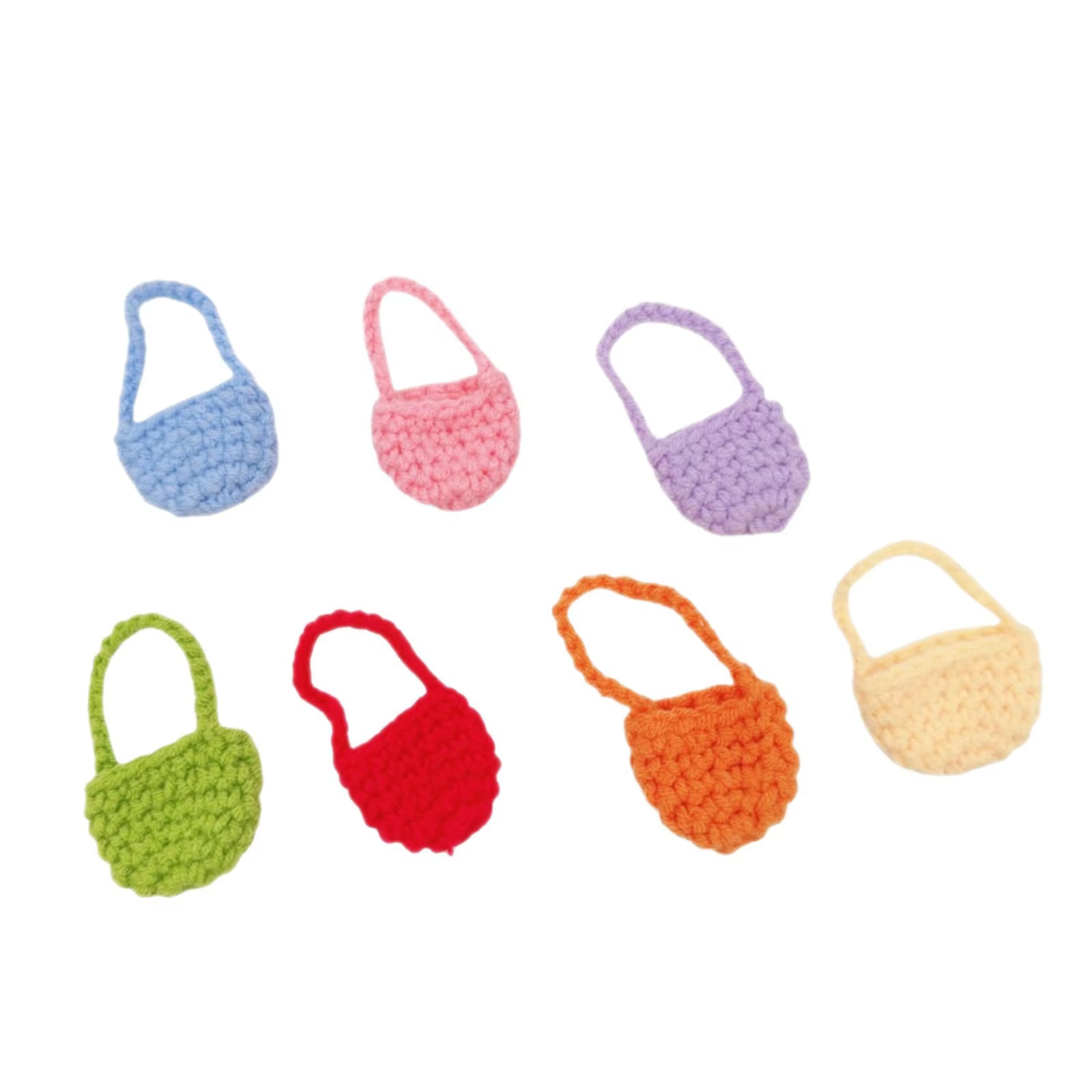 Sac à main miniature en crochet fait main, sac à main coloré en tricot pour poupée en coton rembourrée de 10 cm, 15 cm, 20 cm, accessoires de déguisement pour poupée DIY