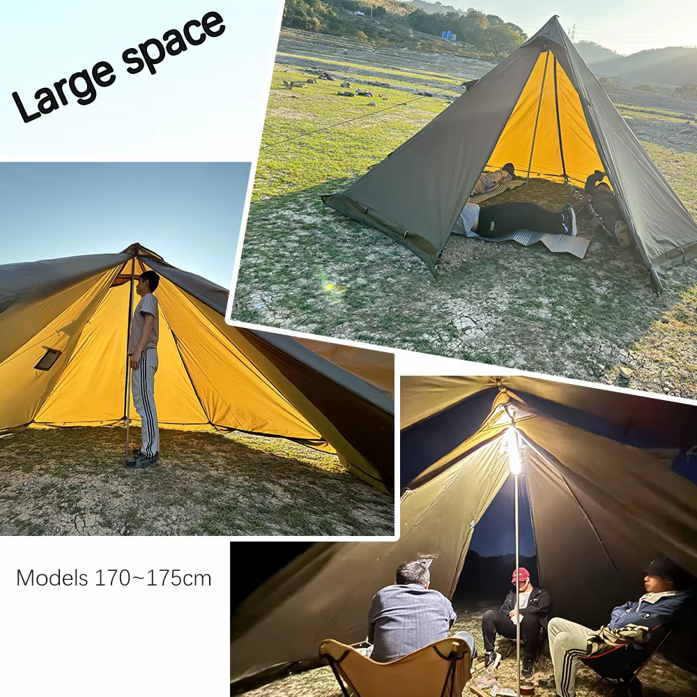 2 personnes hiver pyramide tente chaude ignifuge grande Camping en plein air