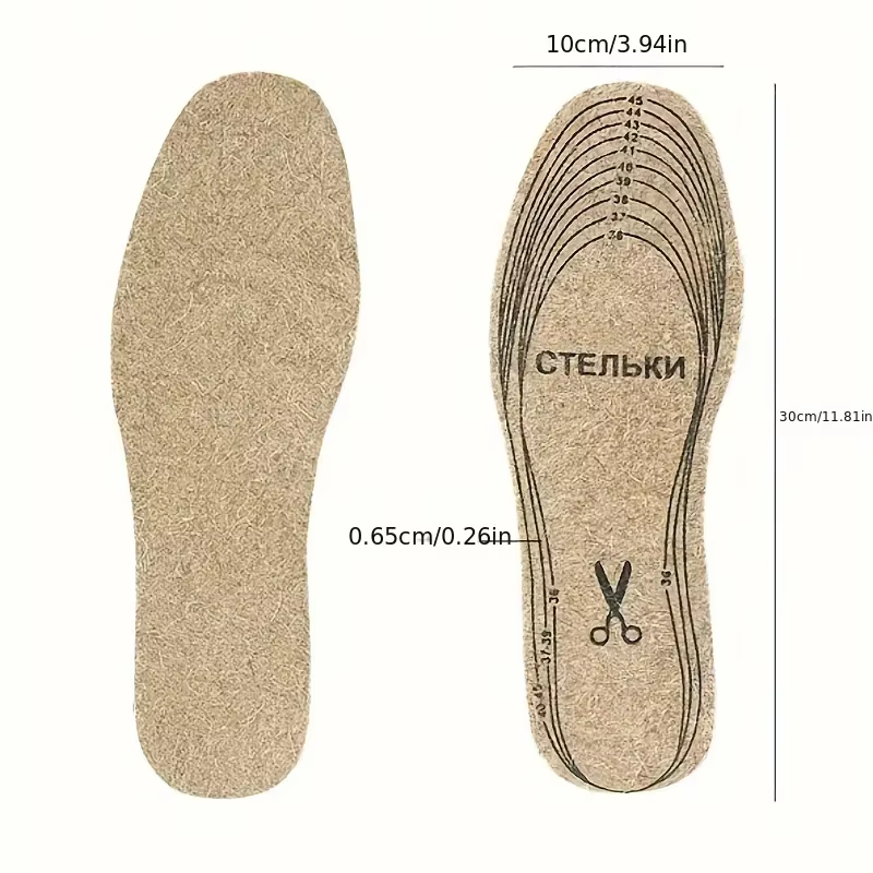 Semelles intérieures en feutre de laine pour chaussures hommes femmes
