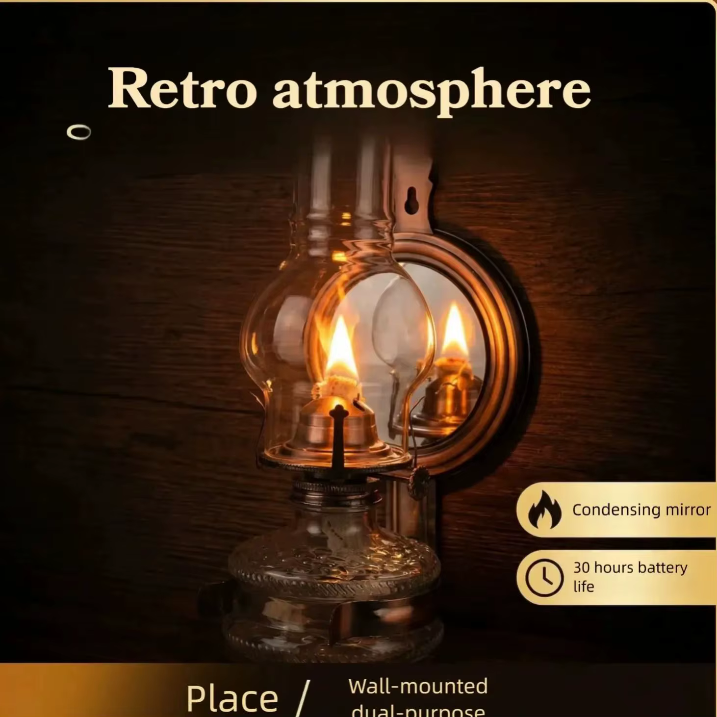 Lampe à kérosène de 27 cm avec réflecteur