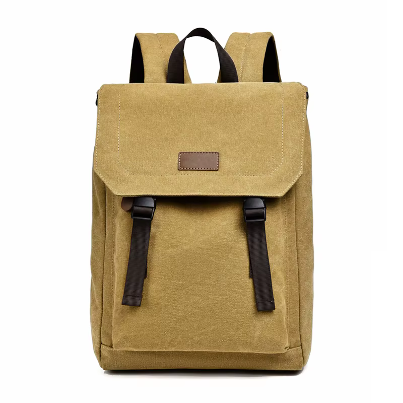 Sac à dos en toile pour hommes, sac de grande capacité de Style rétro avec sangles à boucle