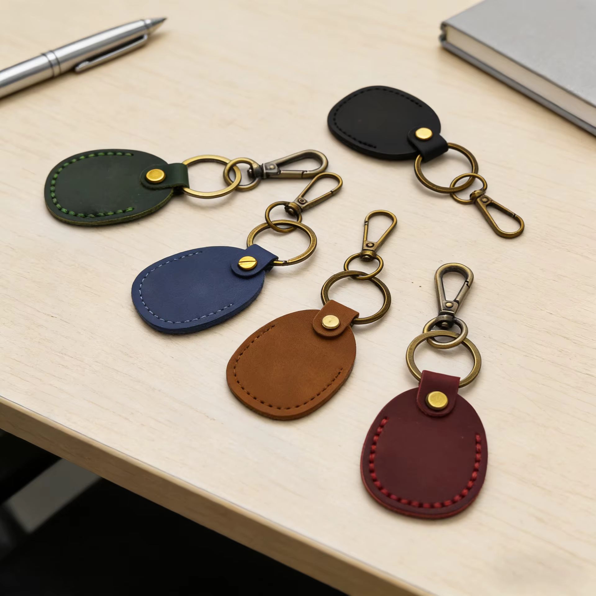 Étui en cuir pour cartes d'accès, anti-perte, anti-chute, accessoires porte-clés, porte-clés en cuir avec anneau porte-clés