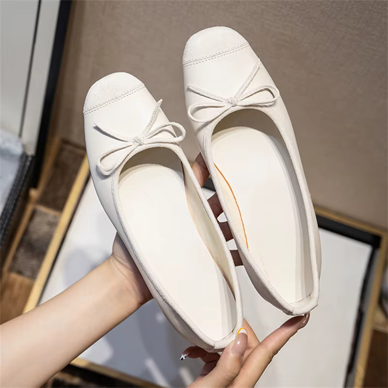 Ballerines respirantes pour femmes, ballerines, mocassins à enfiler, carré, Parker, nœud papillon, chaussures plates décontractées, été, automne