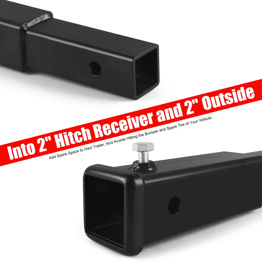 Extension d'attelage de remorque avec tube récepteur de remorquage de 2 pouces
