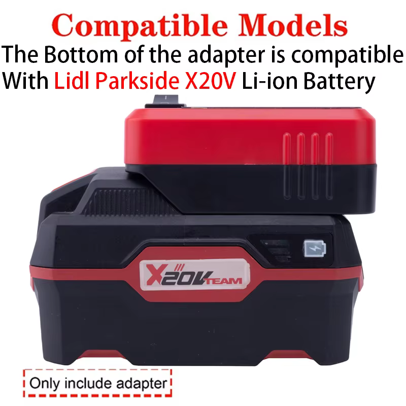 Adaptateur de batterie batterie externe pour batterie Li-ion Lidl Parkside X20V avec double interface de charge rapide USB/type-c batterie externe mobile