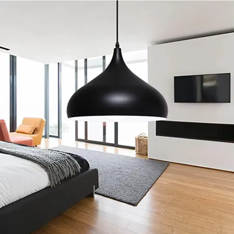 Lampes suspendues industrielles noir argent fer Art