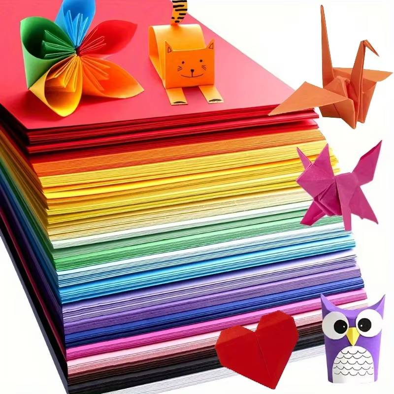 Papier Origami A4 Double face, 100 feuilles, 10 couleurs, facile à plier, pour débutant, artisanat, grue, papeterie faite à la main pour enfants