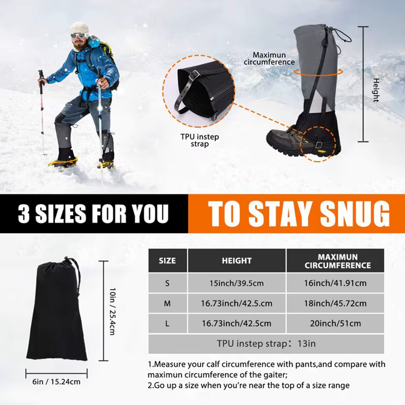 1 paire Legging guêtre voyage extérieur jambières randonnée ski imperméable hiver couvre-chaussures botte touristique pied Protection garde