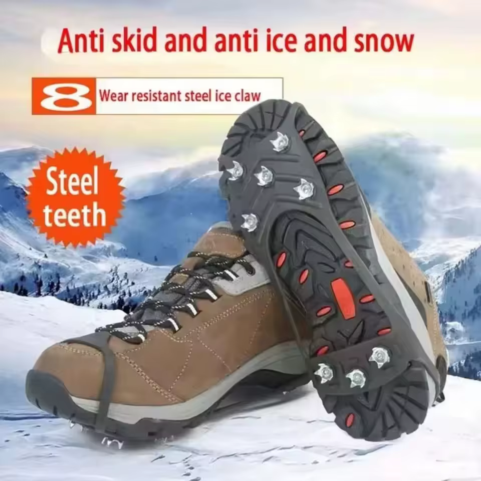 8 dents pince à glace chaussures à pointes hiver extérieur anti-dérapant randonnée escalade