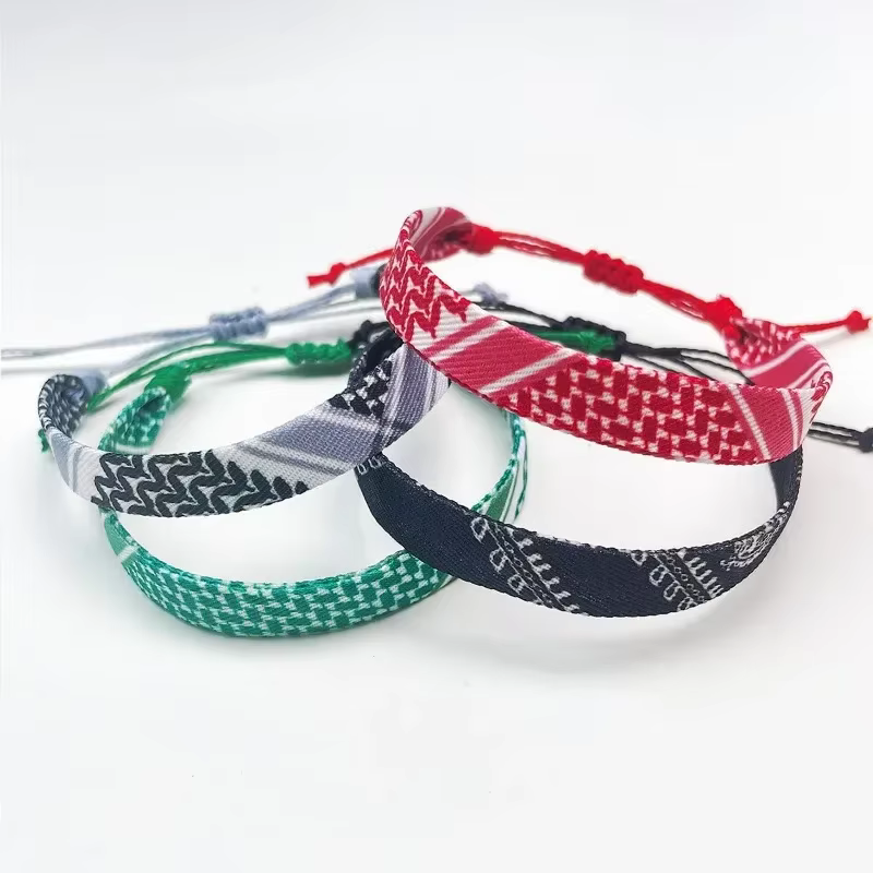 Bracelet géométrique à pois de Gaza pour hommes et femmes, tissage multicolore à la main, sensation de style arabe, accessoires de bijoux