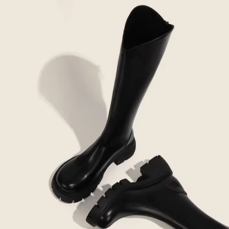 Hiver 2025 automne plate-forme bottes longues pour femmes imperméable grande taille chaud qualité Pu tendance nouveau genou haute arbre chaussures femme