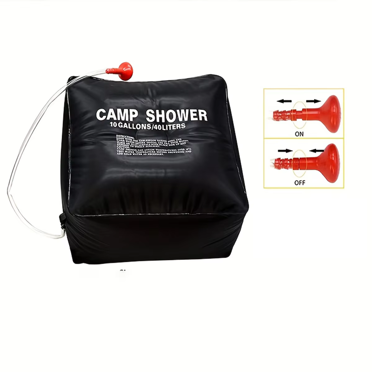 Sac de douche de camping 40L. Sac à eau portable pour l'extérieur avec grande capacité et douchette réglable