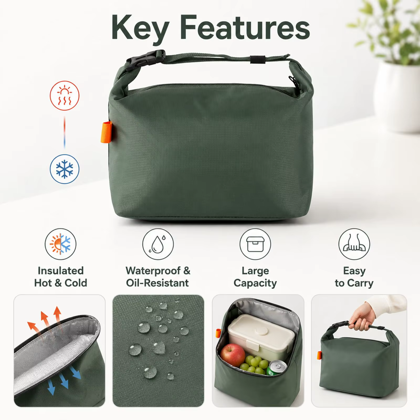 Sac à lunch isotherme pour femmes, petite boîte à lunch |   Sac isotherme pour le déjeuner, pour le travail, le bureau, la salle de sport, les pique-niques et les voyages de week-end
