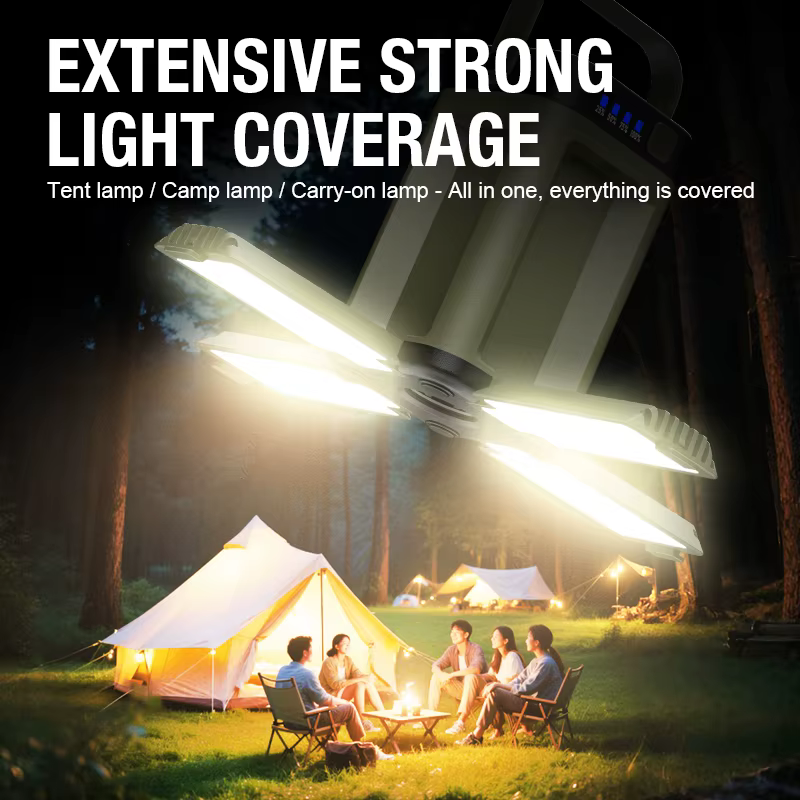 Lampe de camping multifonctionnelle avec double mode de charge solaire de type C conception de source de lumière extensible pour plusieurs scénarios extérieurs