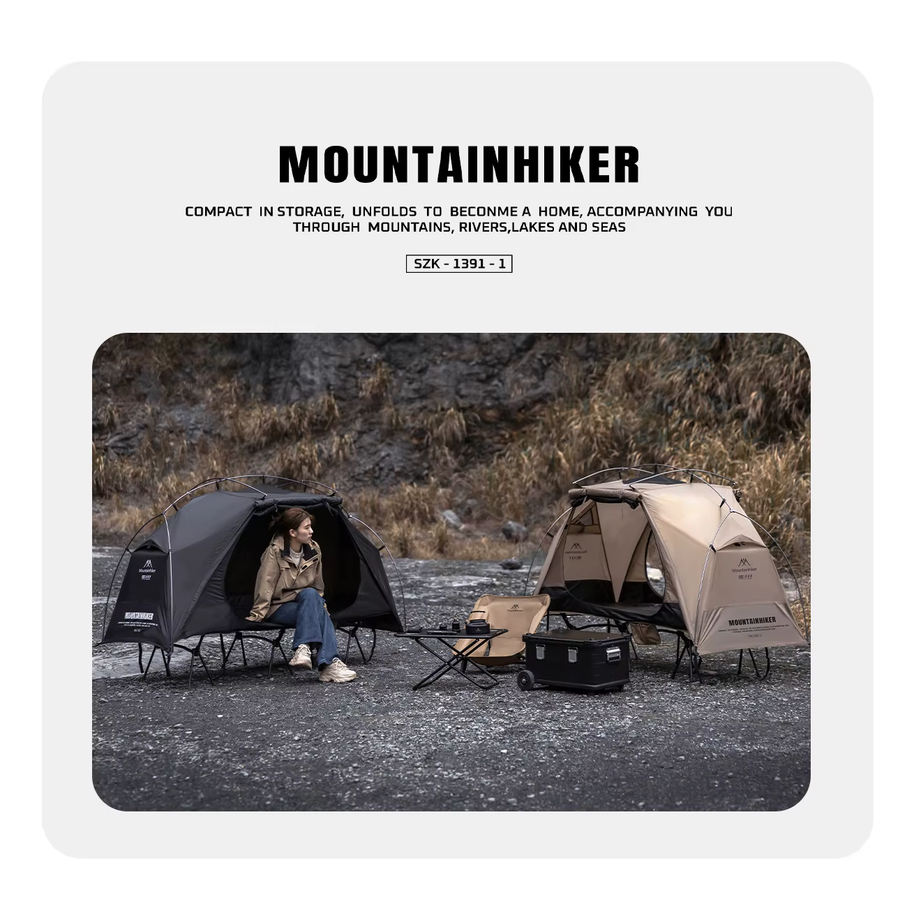 MOUNTAINHIKER Tente-lit de camping double couche pour 1 personne