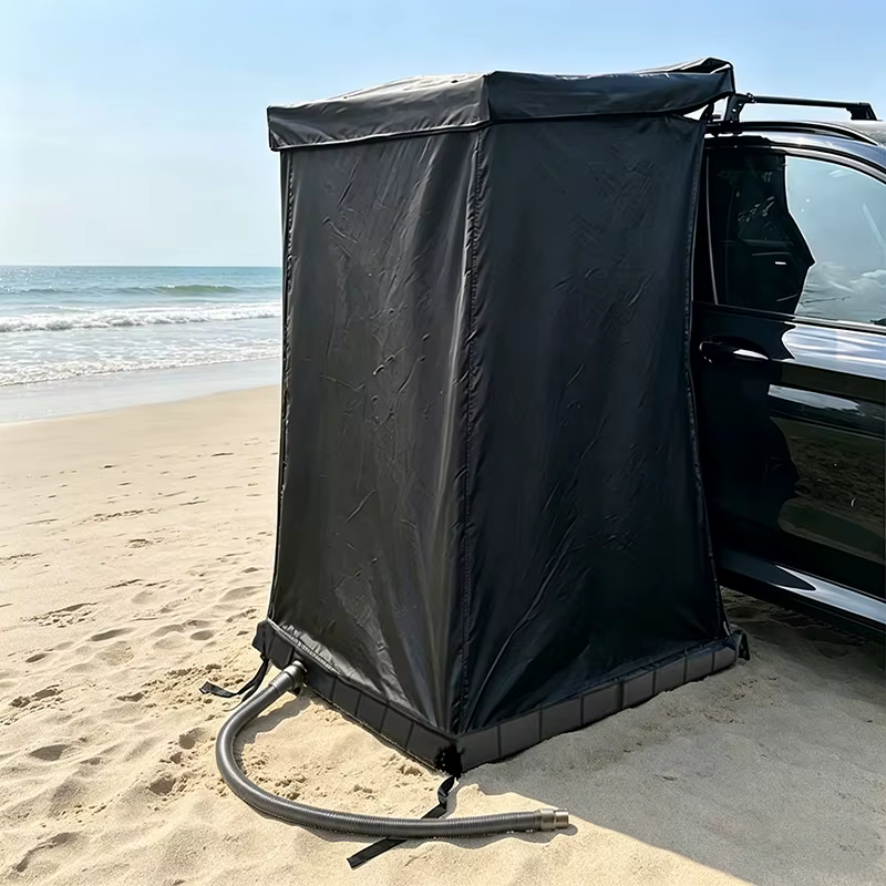Tente de douche portable pour voiture - Tente de douche latérale pour véhicule avec bac, cabine d'essayage et abri toilettes pour SUV, camping en extérieur