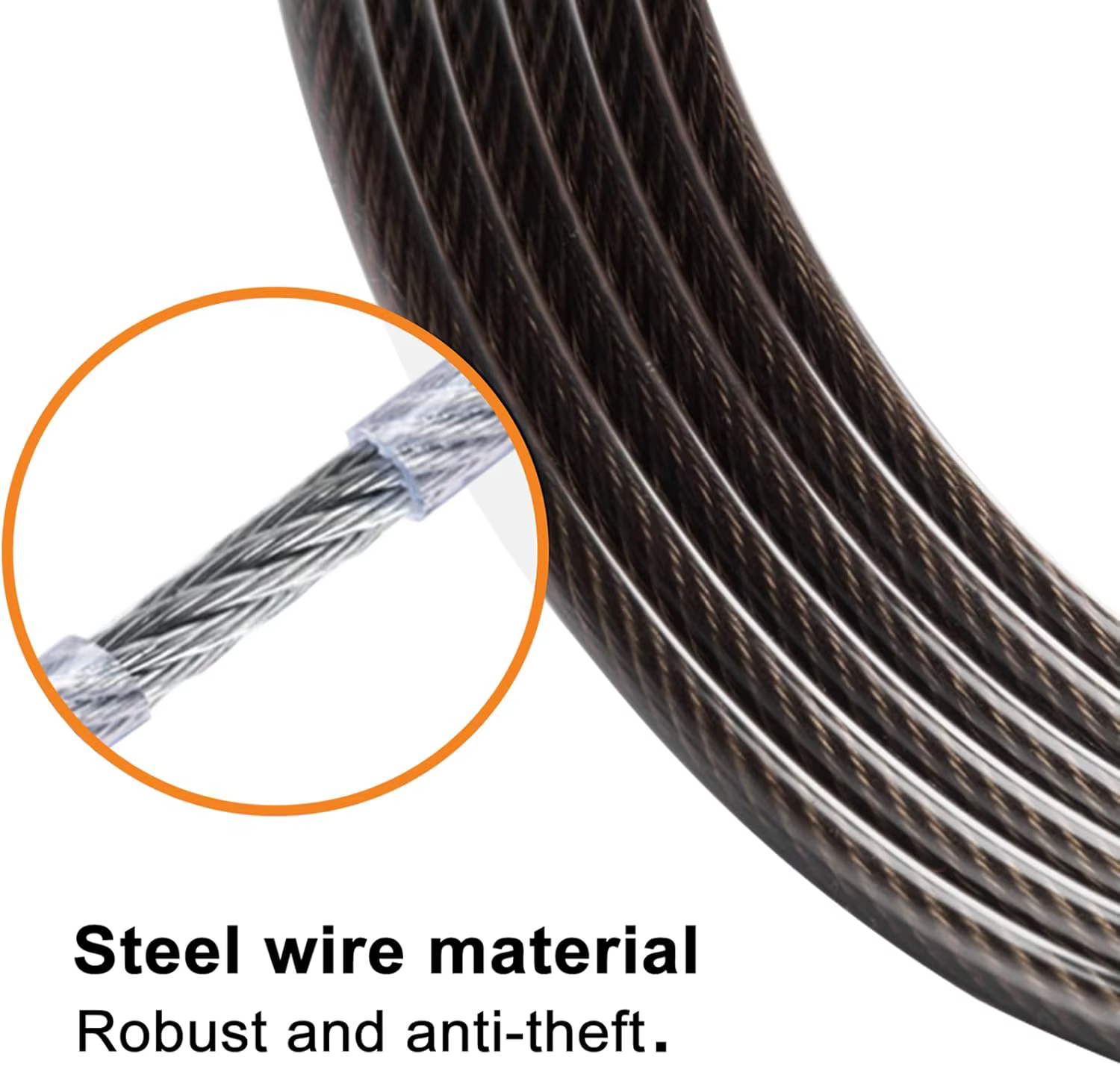 Câble de verrouillage pour caméra de piste avec blocage réglable, acier rétractable flexible, câble de 6,6 pieds de long, supports d'arbre en acier