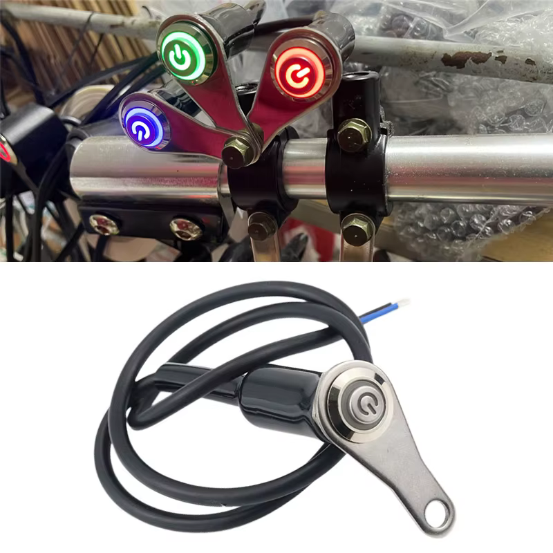 LED interrupteur marche + arrêt guidon montage en alliage d'aluminium étanche 12V antibrouillard lampes moto klaxon bouton poussoir interrupteur