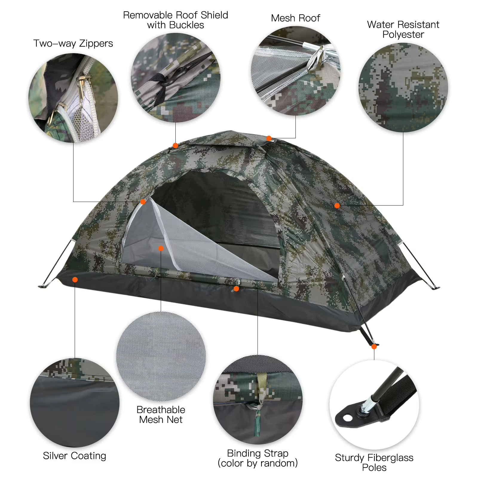 Tente de camping ultralégère monocouche portable CamSolomon