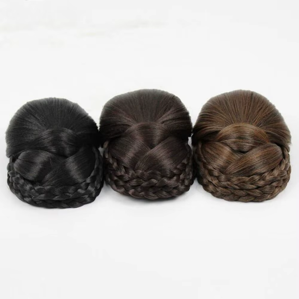 Extension de cheveux naturels pour femmes, faux chignon, chignon tressé, postiche de mariée, accessoires pour filles, Hanfu