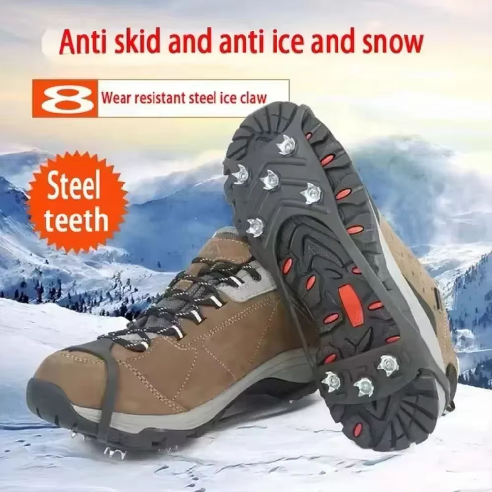 Crampons à glace à 8 dents pour chaussures
