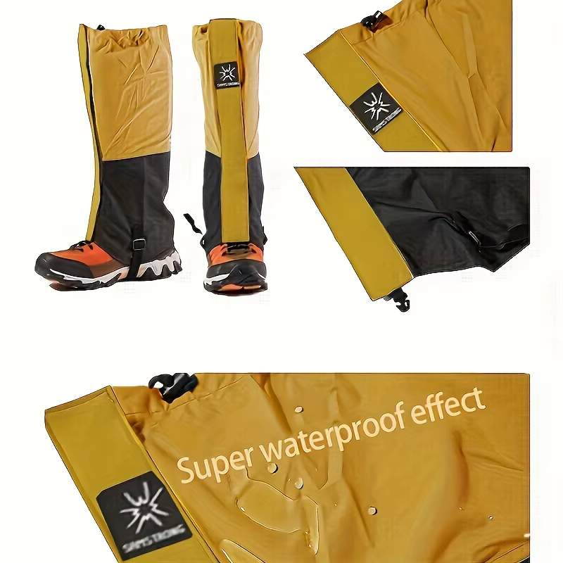 Une paire de protège-jambes imperméables très durables pour bottes de neige, parfaits pour la randonnée, le ski et les sports nautiques