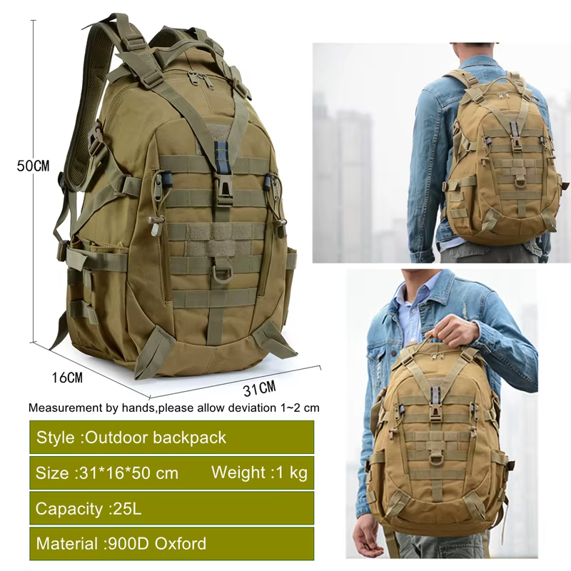 25L 900D Nylon sac à dos étanche en plein air militaire sacs à dos tactique sport Camping randonnée Trekking pêche chasse sac