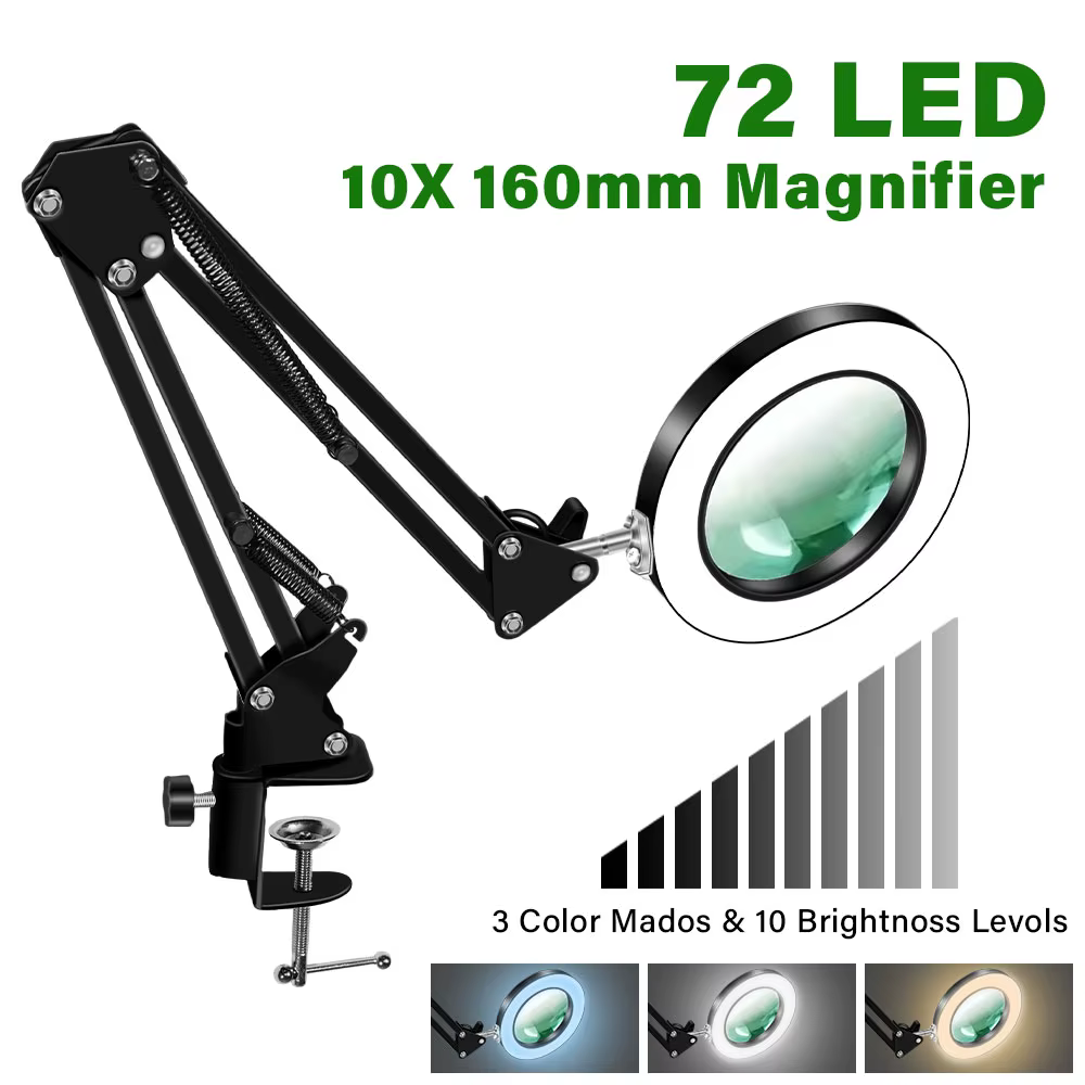 Loupe éclairée 8X USB 3 couleurs 72 LED, pour réparation de fer à souder/lampe de Table/lecture, outil de beauté pour soins de la peau